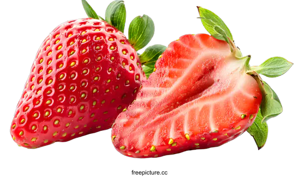 [Transparent Background PNG]Fresh Red Strawberry Isolated On White Background