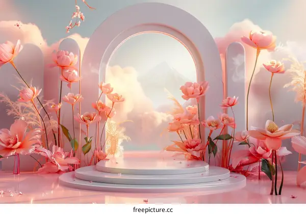 Pink Floral Archway Display Stand