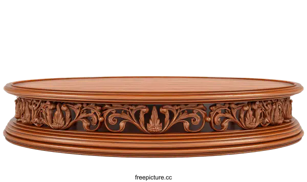 [Transparent Background PNG]Ornate Wooden Round Display Stand