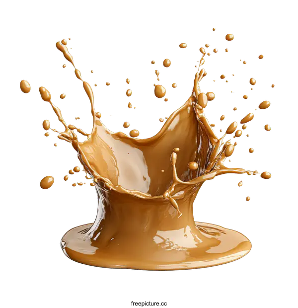 [Transparent Background PNG]Delicious Caramel Coffee Splash Illustration