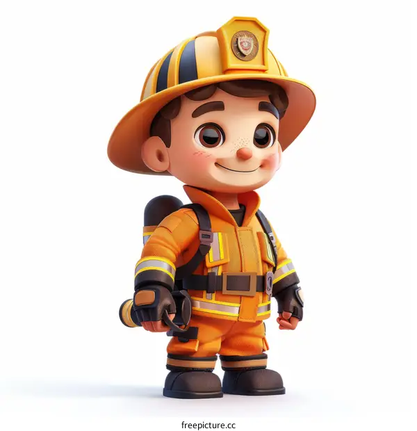 A cartoon image of a firefighter