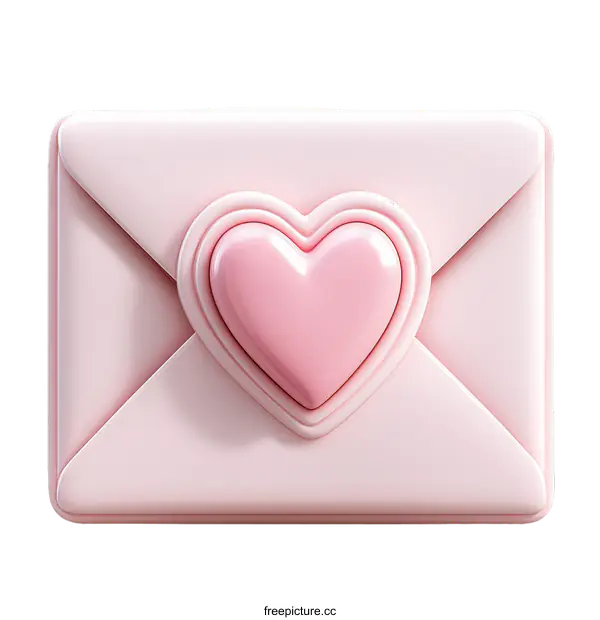 [Transparent Background PNG]Pink Envelope with Heart Illustration