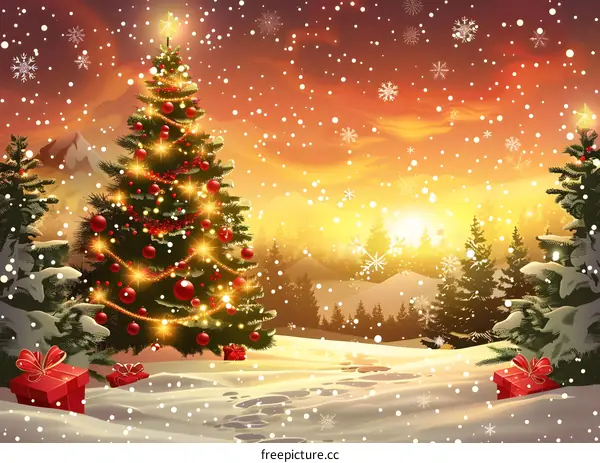 Christmas Snow Scene Illustration