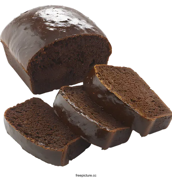 [Transparent Background PNG]Chocolate Bread Loaf Slices Close Up
