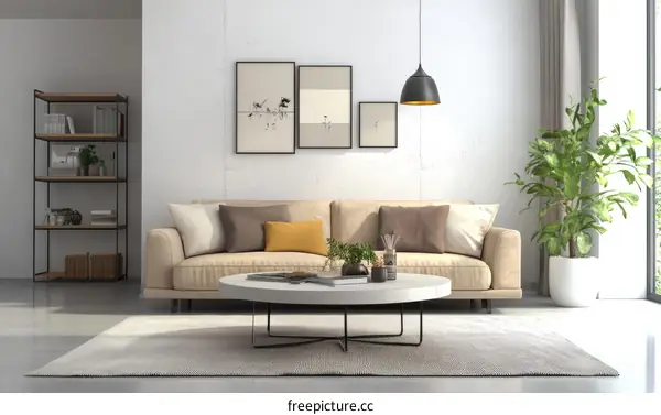 Modern Beige Living Room Interior Design