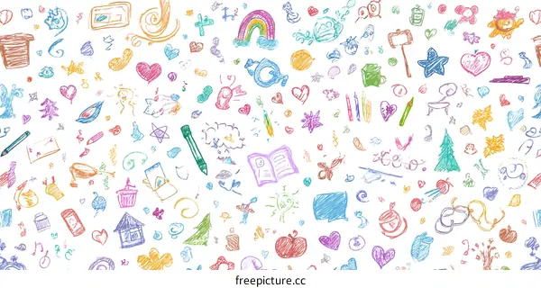 Colorful Childrens Doodle Pattern Background