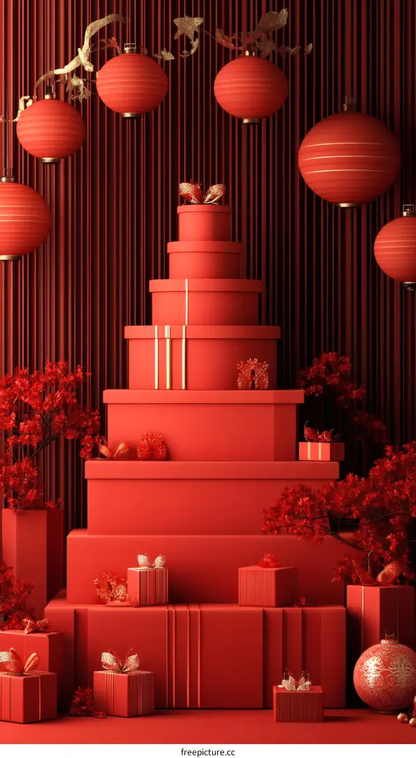 Red Gift Boxes Festive Display