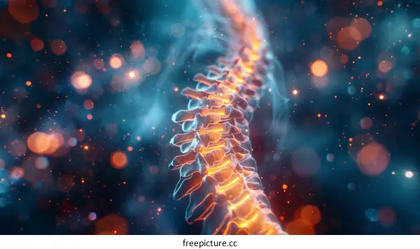 Blue glowing spine with nervous system