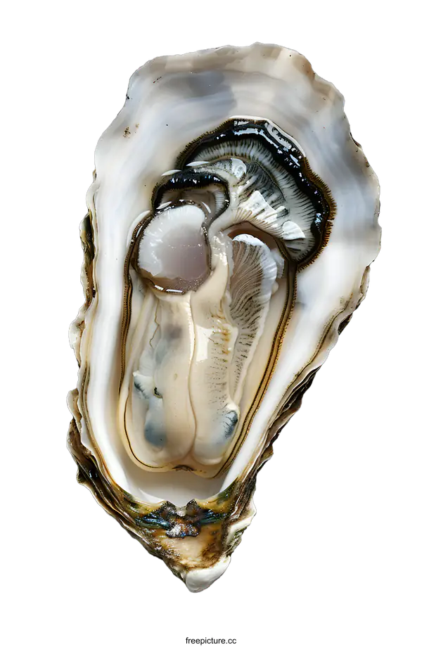[Transparent Background PNG]Open oyster on white background