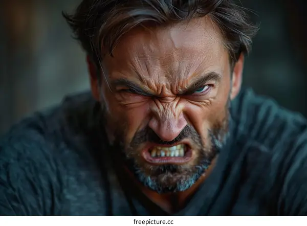 Close-up Angry Man Face Expression