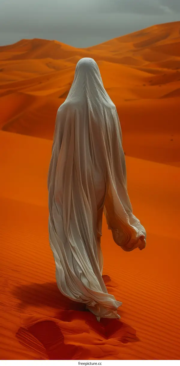 A person walking through a desert