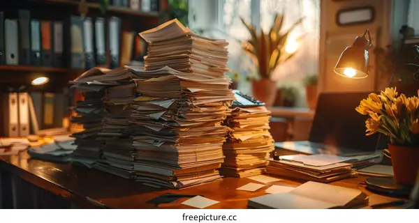 Overwhelmed Home Office Desk