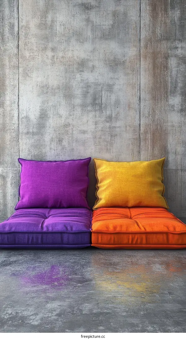 Modern Concrete Interior Design with Cushions