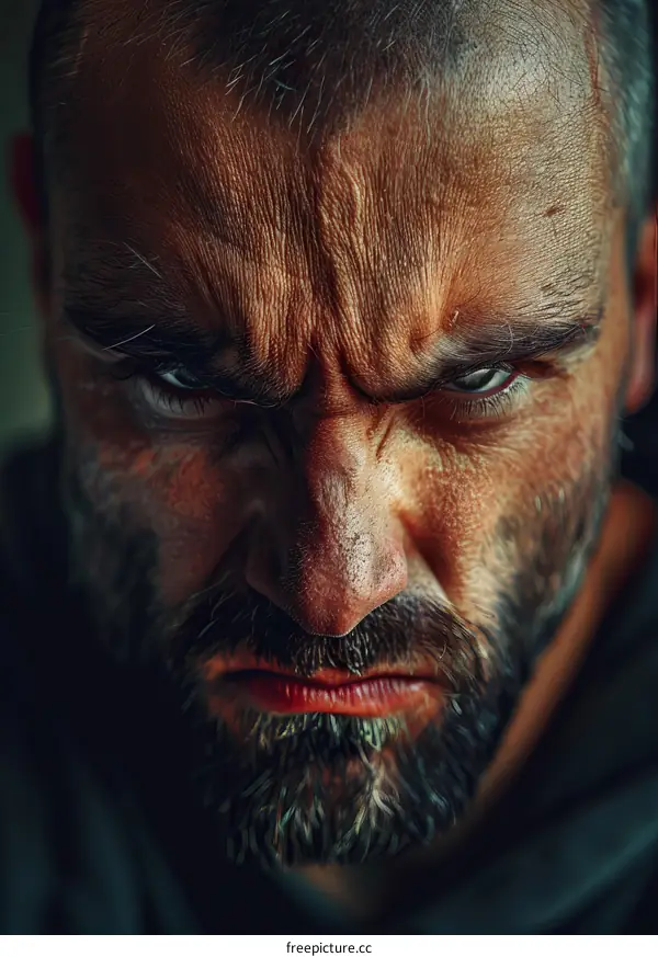 Close-up Angry Man Portrait