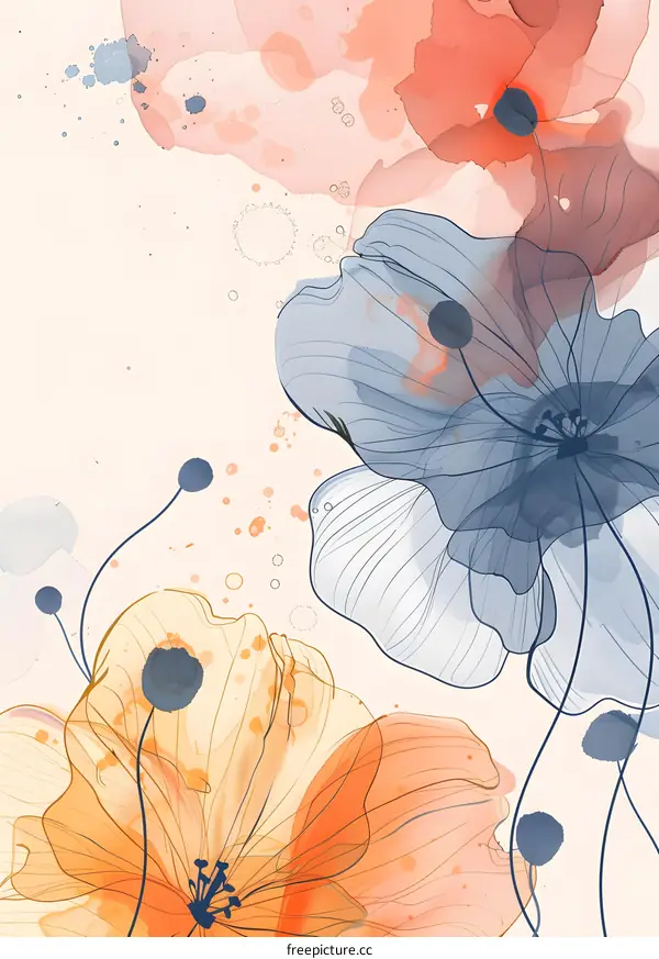 Watercolor Abstract Flower Art Illustration