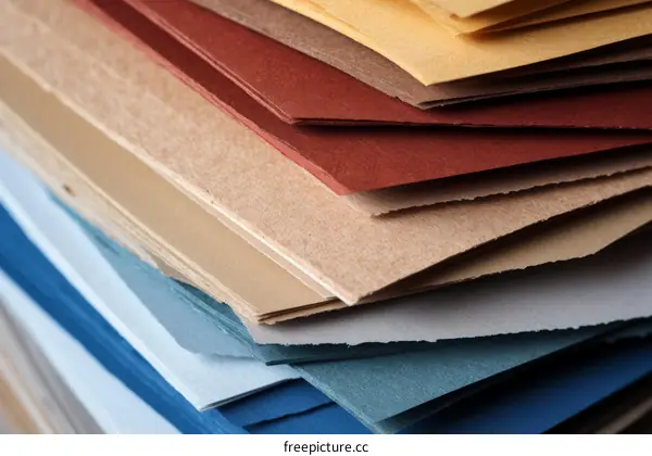 A stack of colorful paper