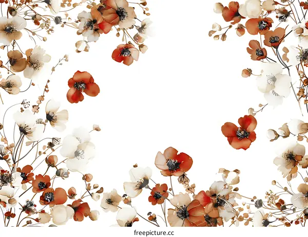 Watercolor Painting of Flowers with White Background