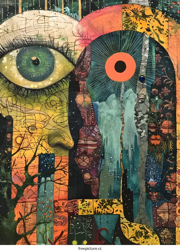 Abstract Art Eye Collage Painting