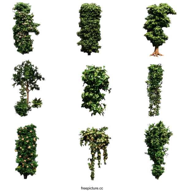 [Transparent Background PNG]Collection of Various Trees and Vines