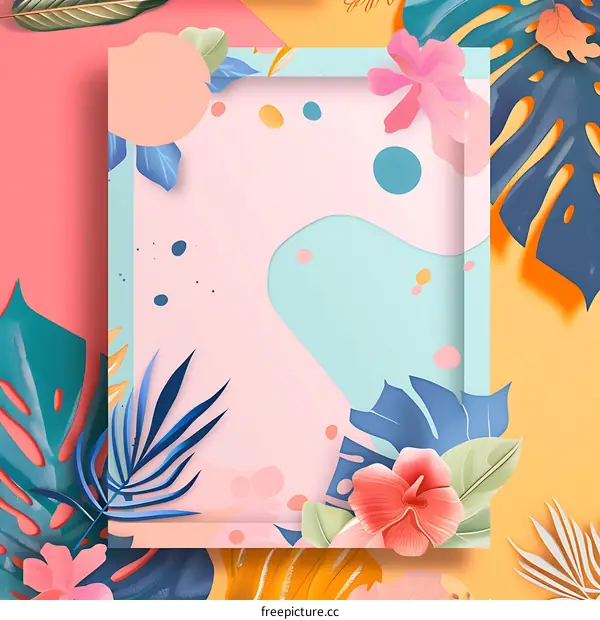 Summer Tropical Floral Frame Background