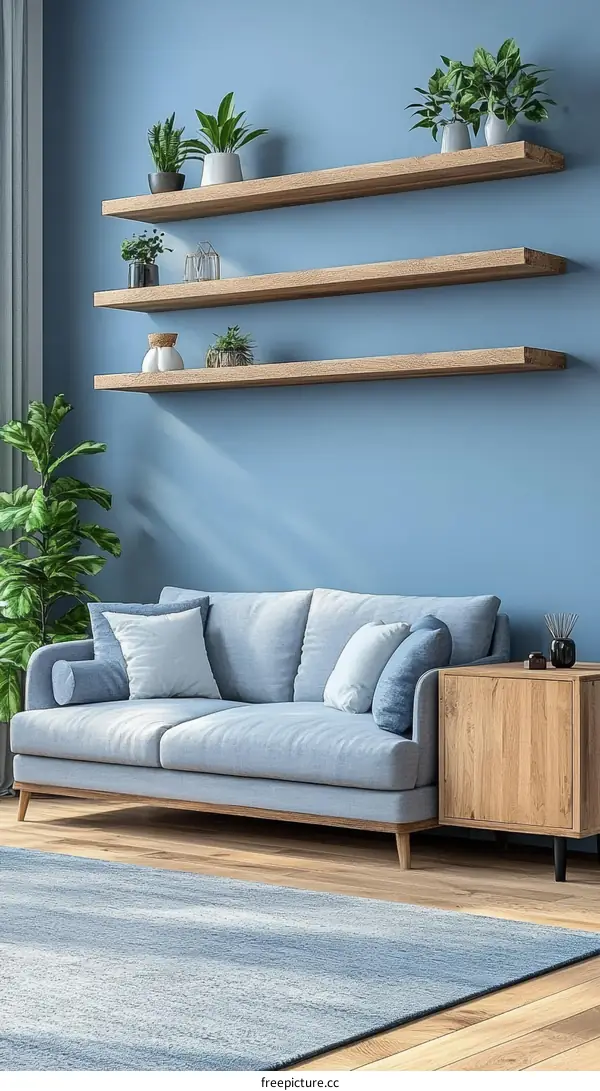 Modern Living Room with Floating Shelves