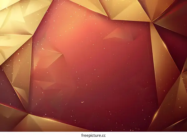 Golden geometric shapes with red background
