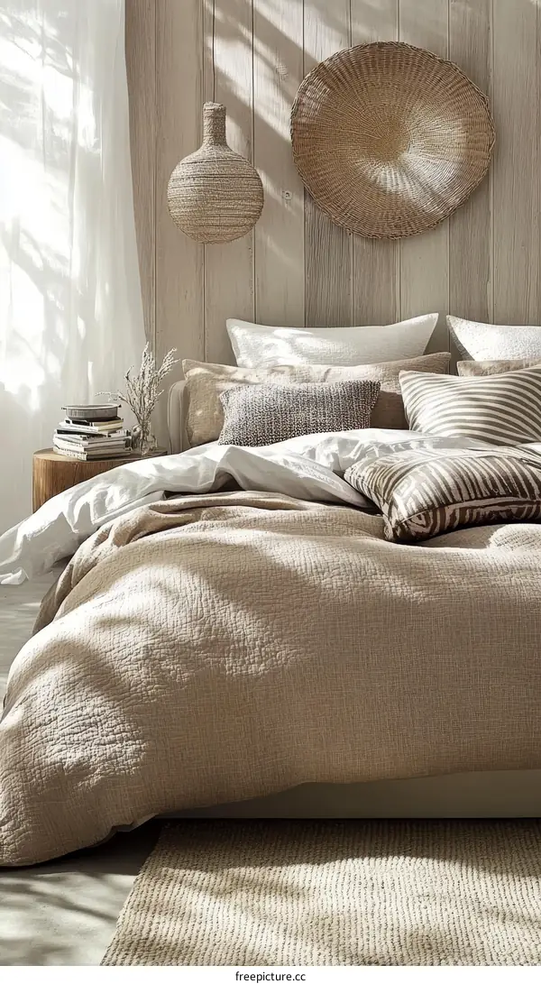 Beige bedroom with natural decor