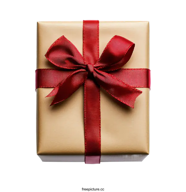 [Transparent Background PNG]Elegant Gift Box with Red Ribbon