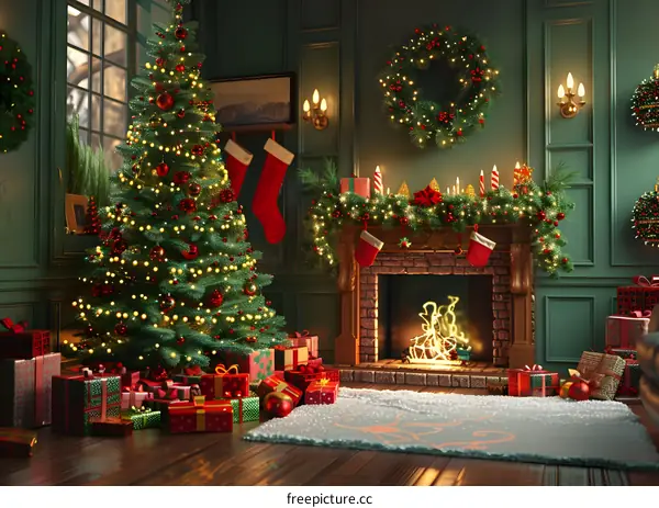 Christmas tree in a living room