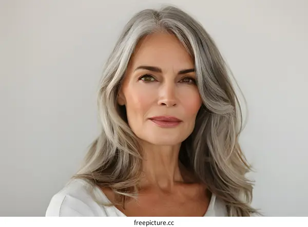 Close Up Portrait of a Senior Woman with Grey Hair