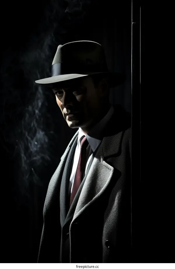 Man in hat and coat standing in doorway