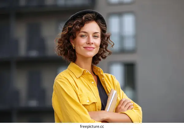 Woman in Yellow Shirt Outdoors