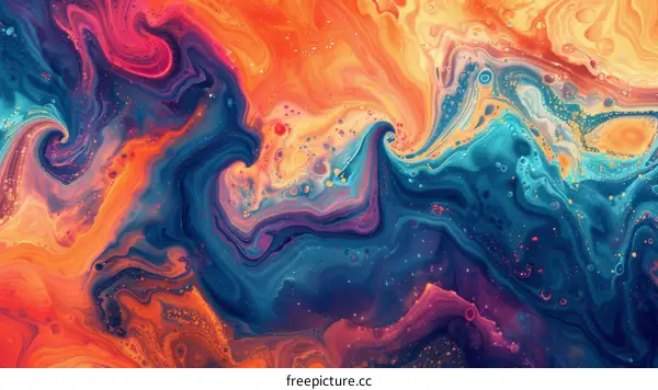 Abstract Colorful Liquid Painting