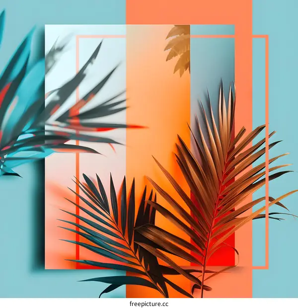 Tropical Palm Leaves Minimalist Abstract Background