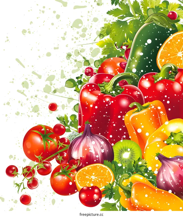 Fresh Vegetables and Fruits Illustration