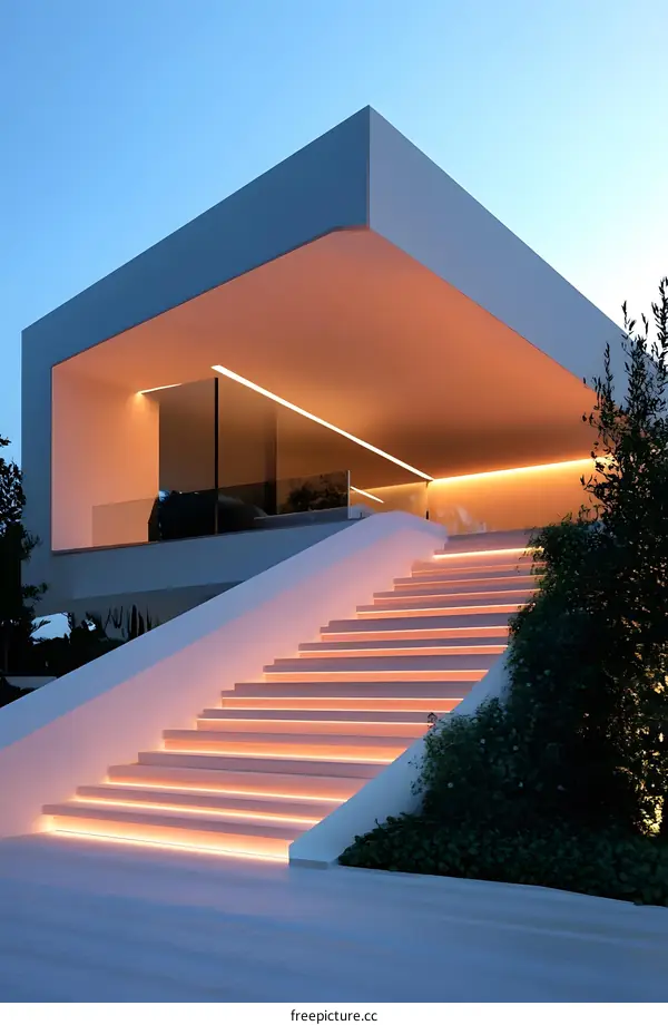 Modern Architecture Staircase With Led Lighting