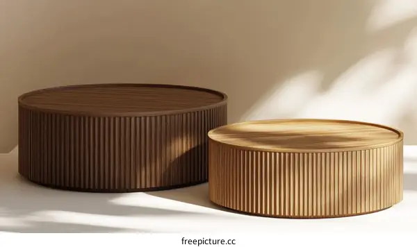 Two Modern Wooden Coffee Tables Display
