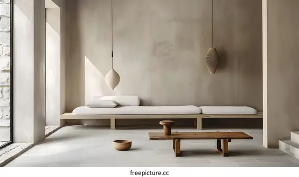 Minimalist Living Room Interior Design with Wooden Furniture