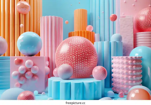 Abstract and Colorful: Modern 3D Geometric Composition