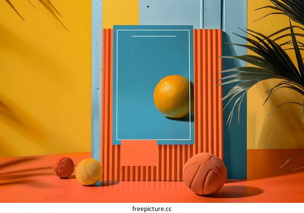 Minimalist Orange and Ball Summer Still Life Photography