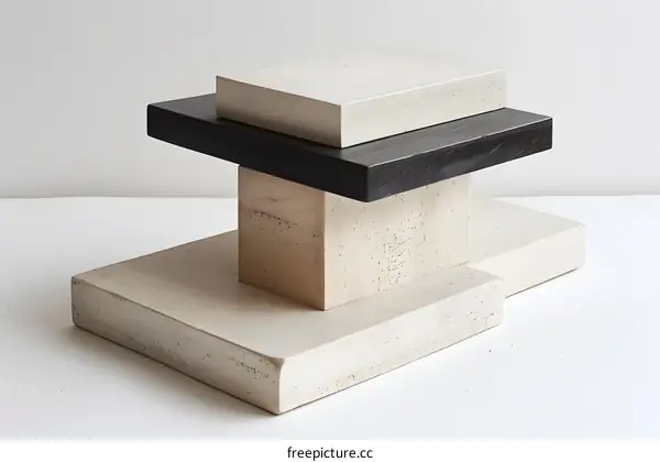 Stacked Wooden Cubes Abstract Minimalist Art Sculpture