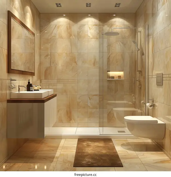 Modern Beige Bathroom Interior Design