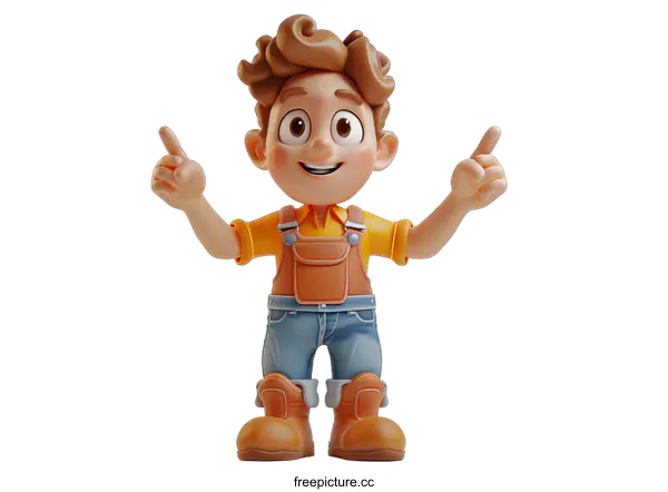 [Transparent Background PNG]3d cartoon character of a boy