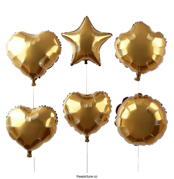 [Transparent Background PNG]Assorted Gold Foil Balloons for Party Decorations