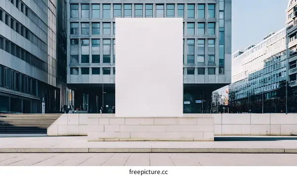 Blank White Billboard in Front of Modern Building