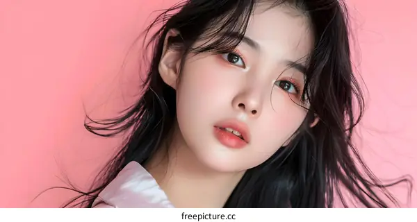 Beautiful Asian Woman with Long Black Hair