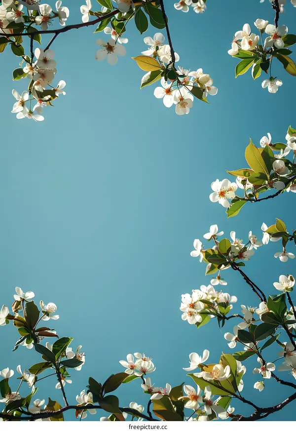 White Flowers Blooming Against a Blue Sky