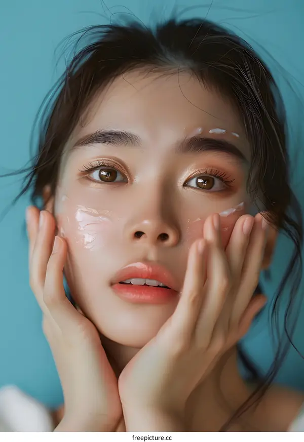 Asian Woman With Face Cream