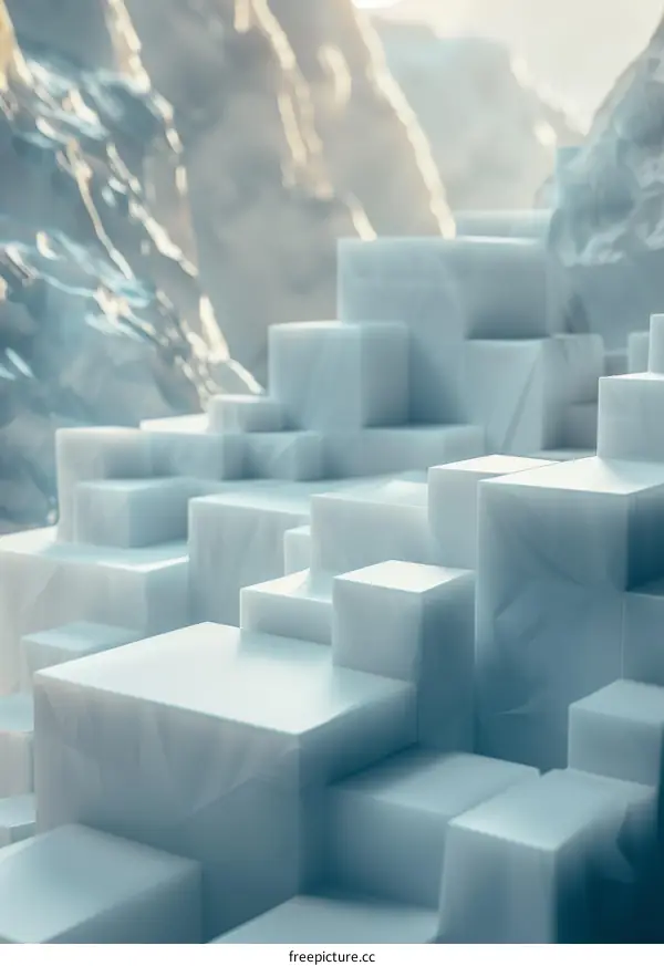 Vast Icy Landscape with Giant Ice Blocks