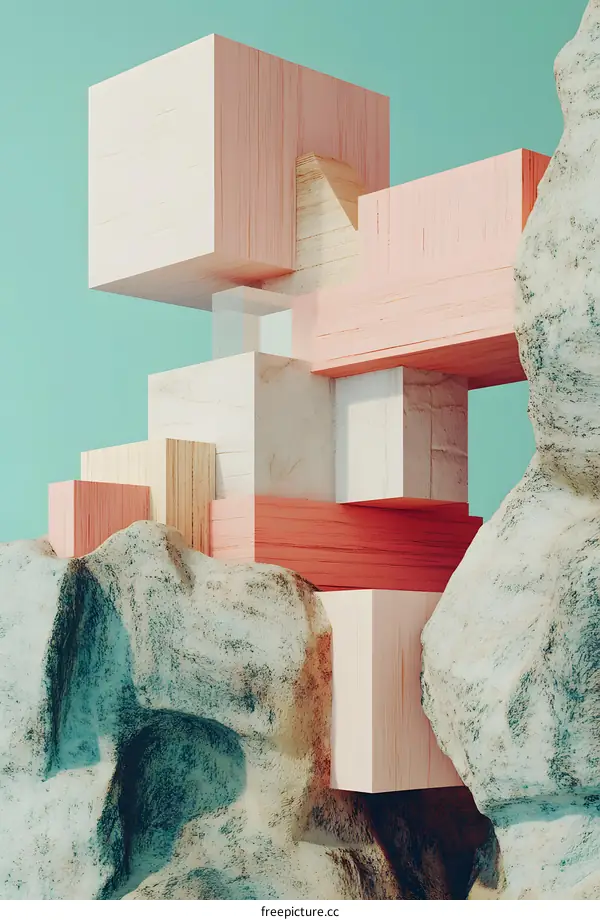 Abstract Geometric Structure with Pastel Colors